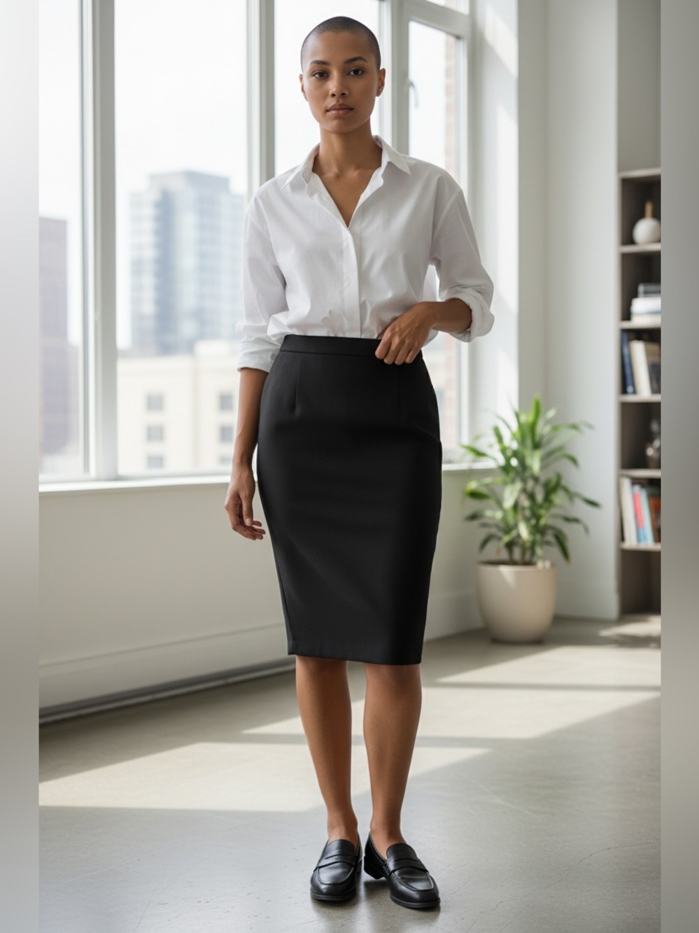 Moschino Cheap and Chic Womens Size 4 Black Pencil Skirt Slit FLAW Classic